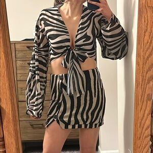 Zebra Print Chiffon Tie-Front Top (Top Only)